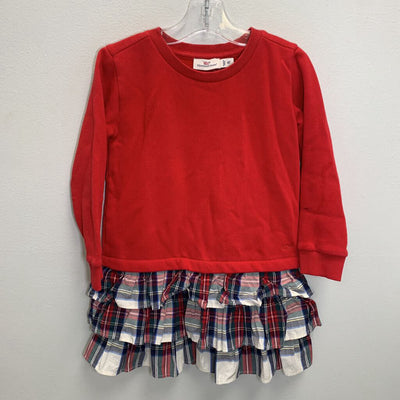4T: Tiered Poplin Sweatshirt Dress - Plaid AS IS