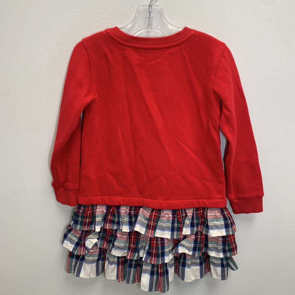 4T: Tiered Poplin Sweatshirt Dress - Plaid AS IS