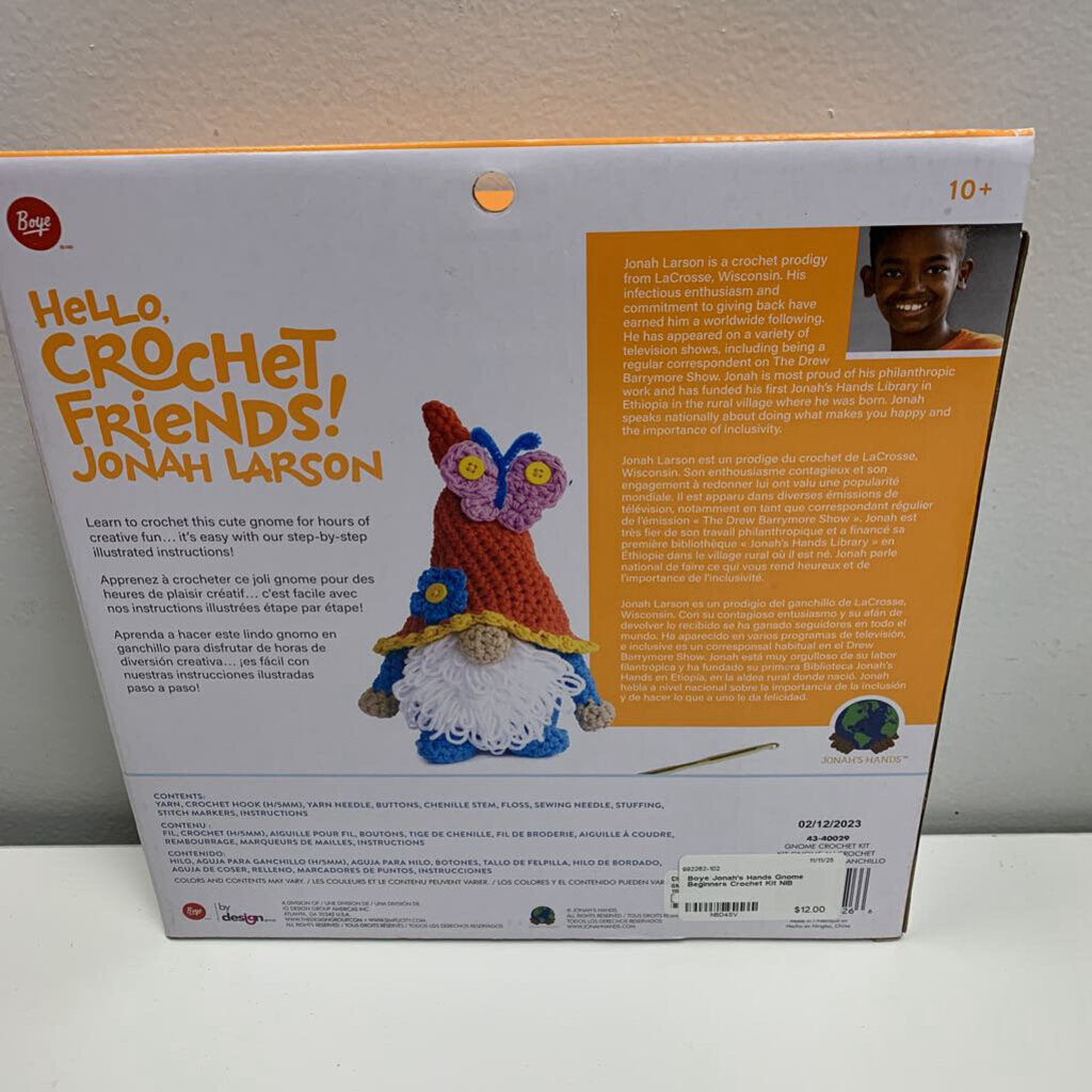 Jonah's Hands Gnome Beginners Crochet Kit NIB