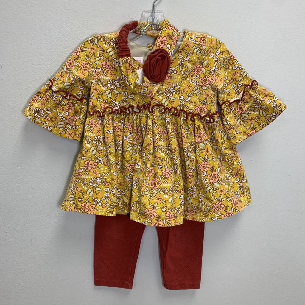 12M: Floral Knit Top + Leggings + Headband