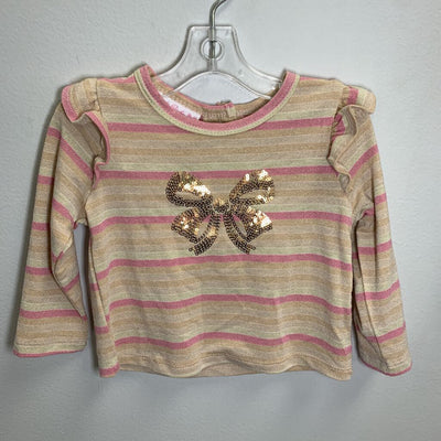 3-6M: Shimmer Sequin Butterfly Top + Metallic Pleat Skirt