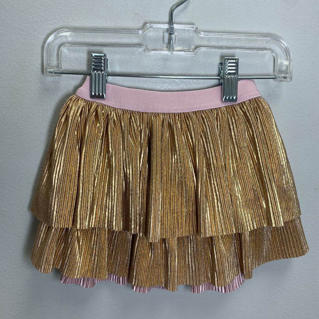 3-6M: Shimmer Sequin Butterfly Top + Metallic Pleat Skirt