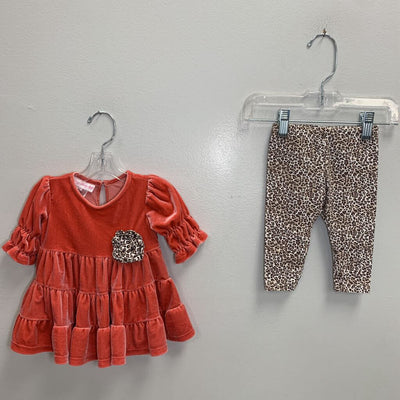 3-6M: Velvet Tiered Top + Leopard Leggings