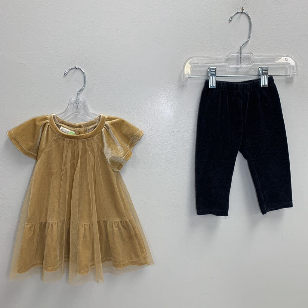 6-9M: Velvet Tulle Cover Dress + Velvet Leggings