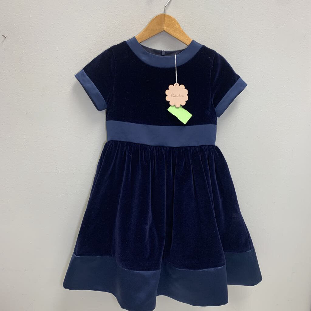 6Y: Velvet Dress w/ Satin Trim NWT