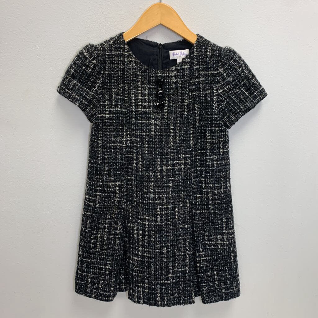 6Y: Tweed Dress w/ Pleated Skirt