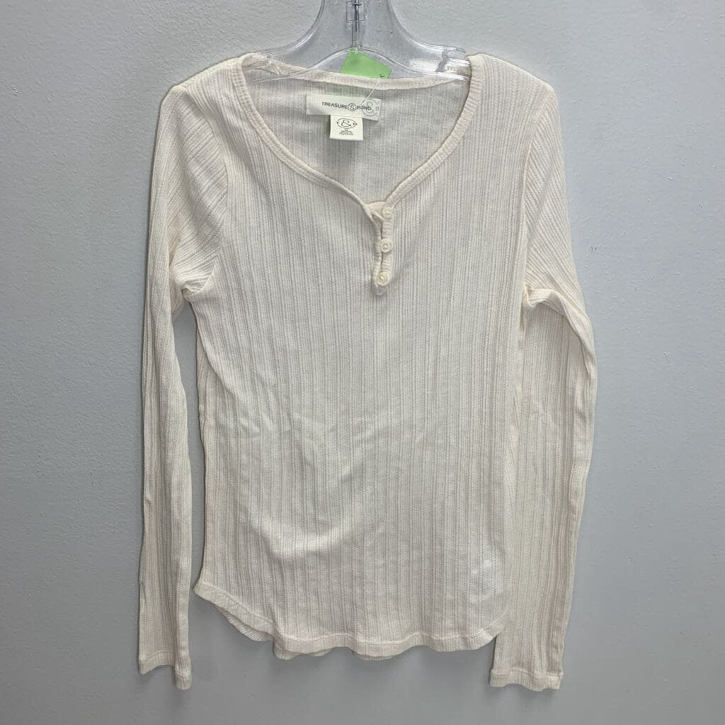 8-10: Waffle Henley Long Sleeve Top