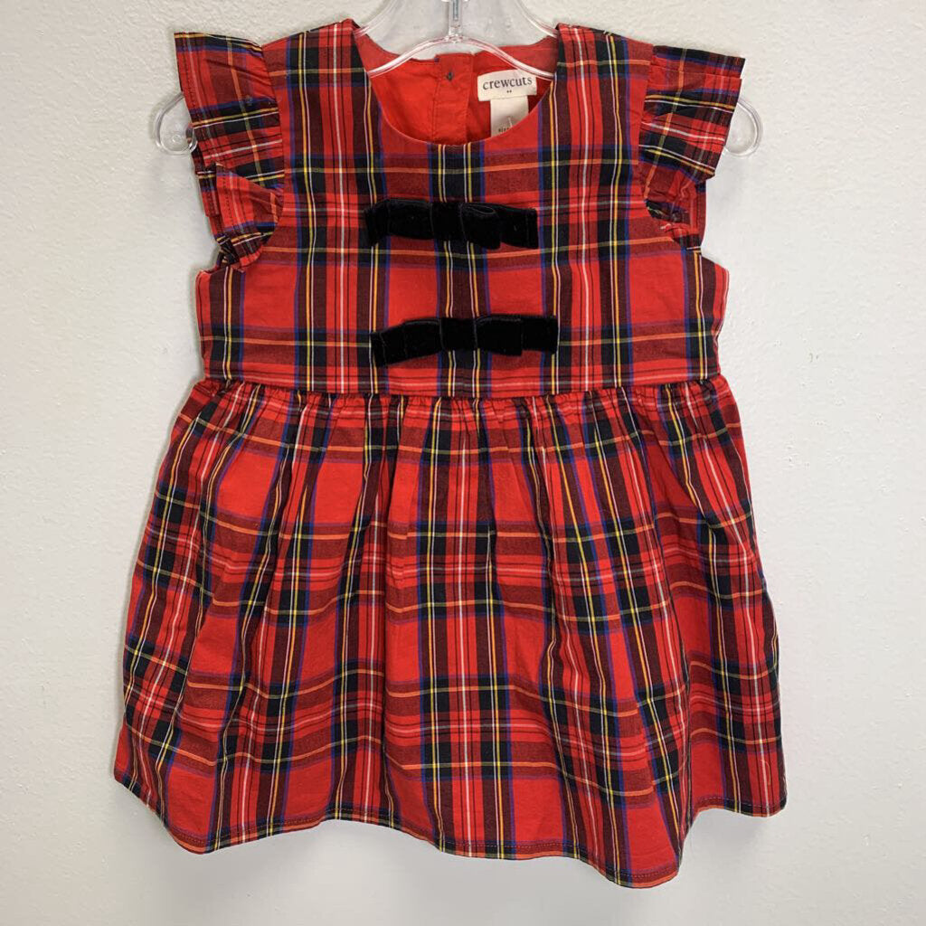 2T: Tartan Plaid Dress w/ Black Velvet Bows