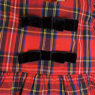 2T: Tartan Plaid Dress w/ Black Velvet Bows