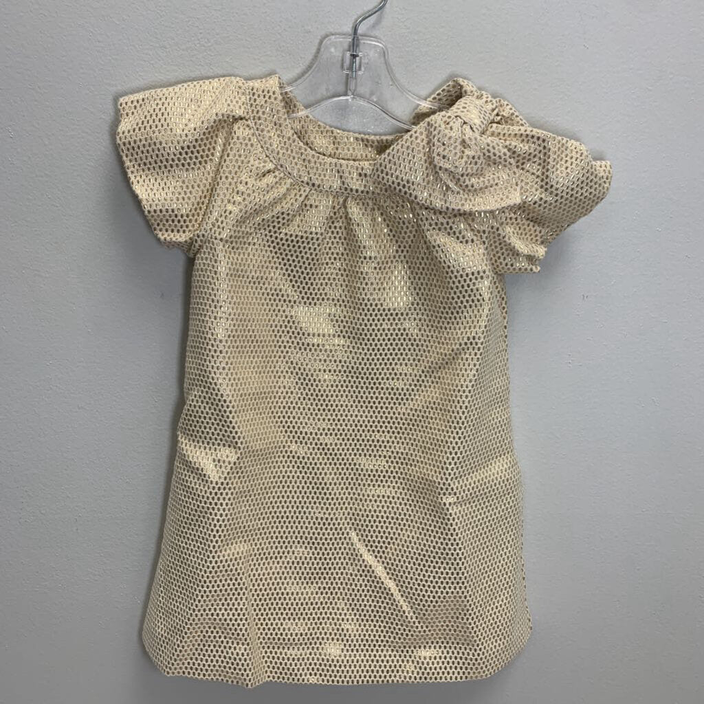 2T: Jacquard Dress w/ Puff Sleeves & Bow