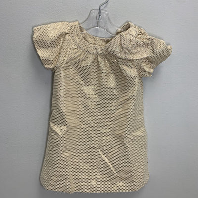 2T: Jacquard Dress w/ Puff Sleeves & Bow