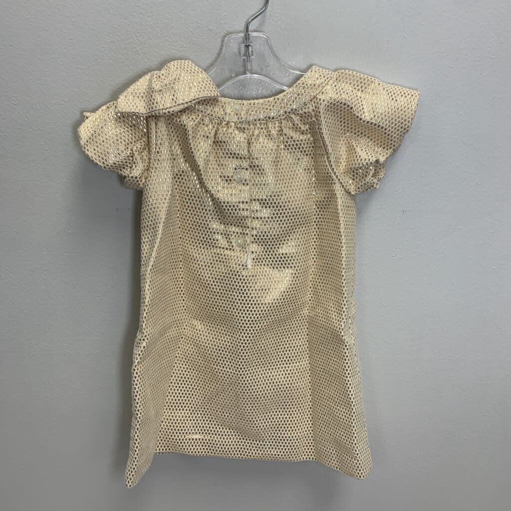 2T: Jacquard Dress w/ Puff Sleeves & Bow