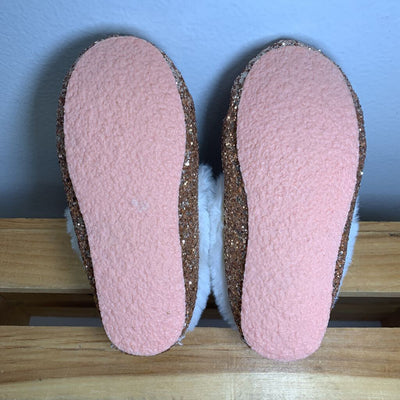 8: Sherpa Rose Gold Glitter Slippers
