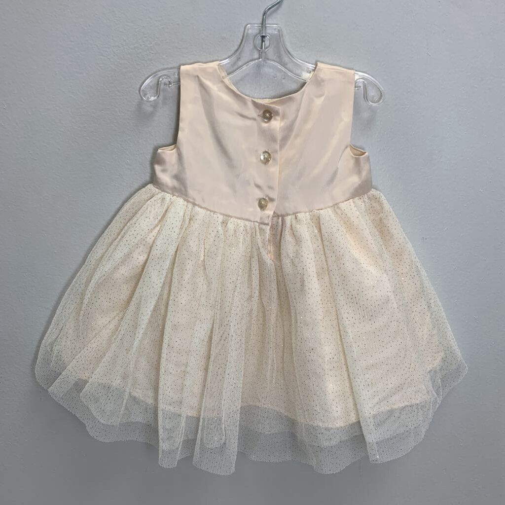 6-9M: Sleeveless Dress w/ Tulle Skirt and Faux Fur Jacket