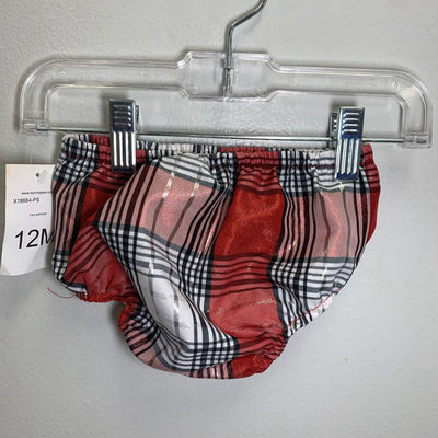 12M: Holiday Dress w/ Velvet Bodice + Plaid Taffeta Skirt + Matching Bloomers NWT