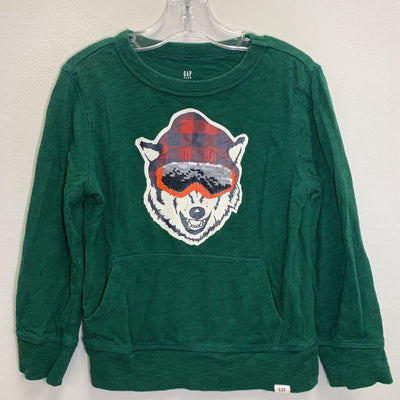 4-5: Long Sleeve Graphic T-Shirt - Reversible Sequin Wolf