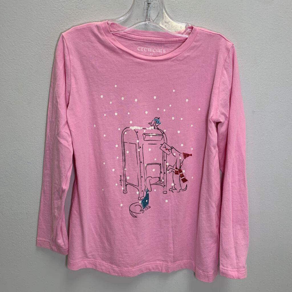 6-7: Long Sleeve Graphic T-Shirt - Dog Santa Mail