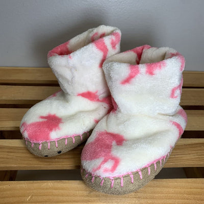 5-7: Fuzzy Fleece Slippers - Beautiful Horses (Size S)