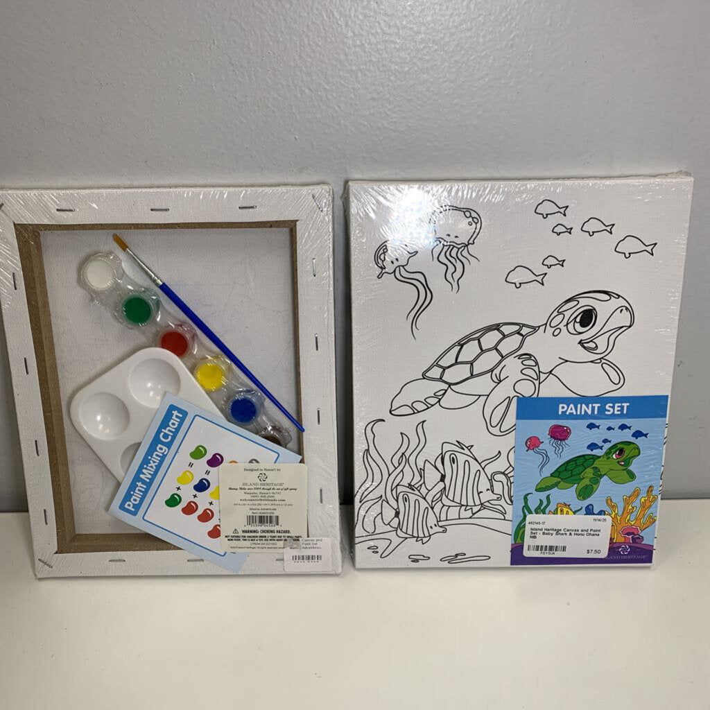 Canvas and Paint Set - Baby Shark & Honu Ohana NIB
