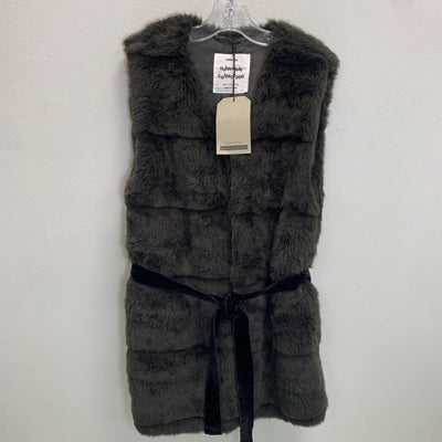11-12: Faux Fur Vest w/ Velvet Belt - NWT