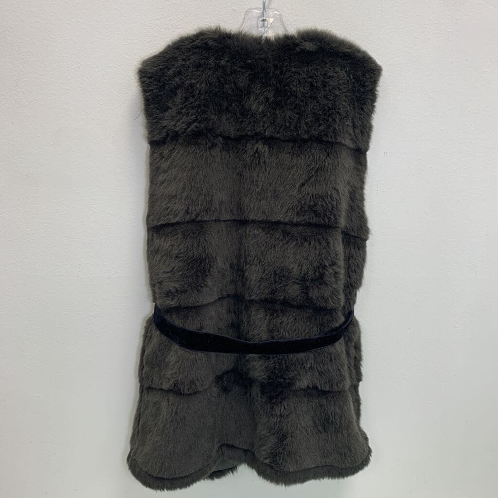 11-12: Faux Fur Vest w/ Velvet Belt - NWT