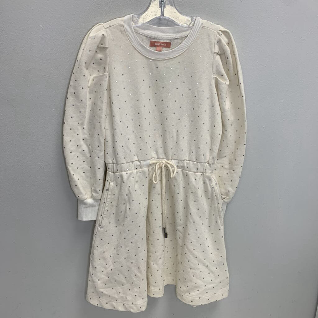 7: French Terry Dress w/ Drawstring Waist - Polka Dots