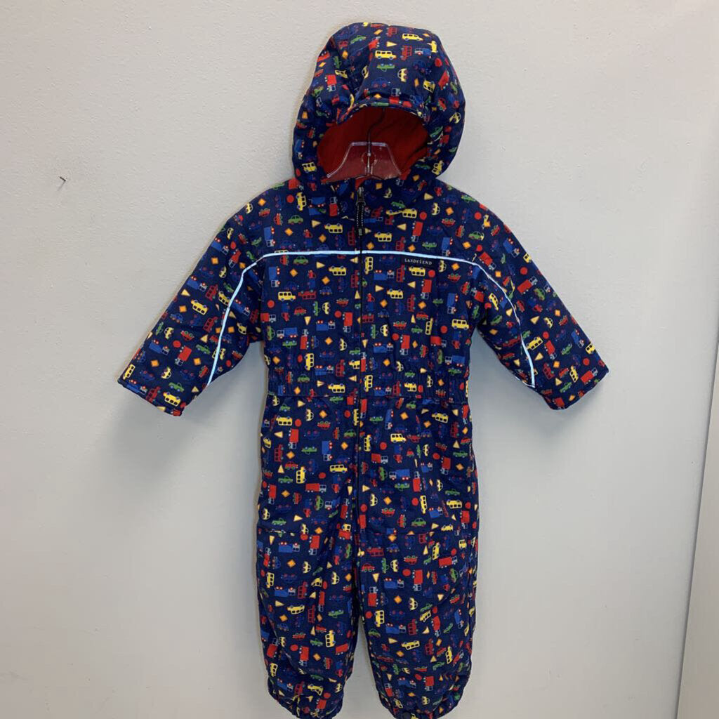 2T: Fleece Lined Snowsuit w/ Mitten Clips - Vehicles