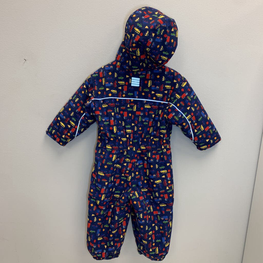 2T: Fleece Lined Snowsuit w/ Mitten Clips - Vehicles