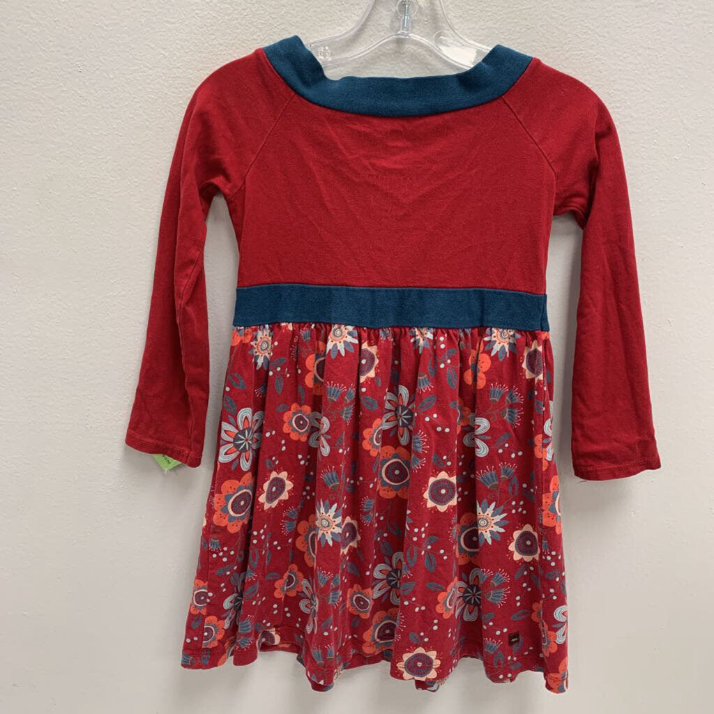 5: Long Sleeve Dress - Red Swedish Floral