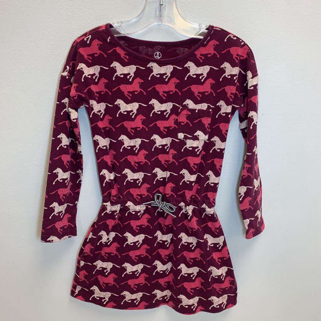 4: Long Sleeve Dress with Pockets - Horses