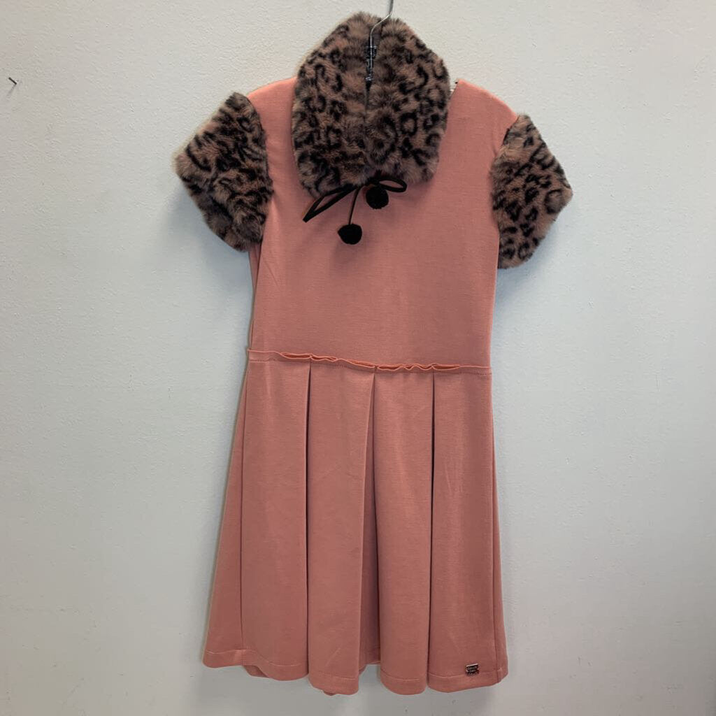 7: Pleated Dress w/ Faux Fur Sleeves + Detatched Collar