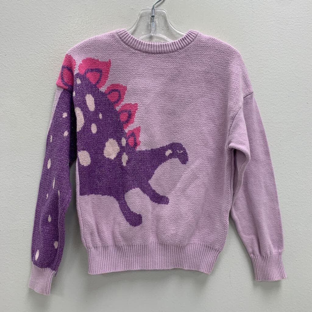 6: Crewneck Knit Sweater - Purple Dinosaur