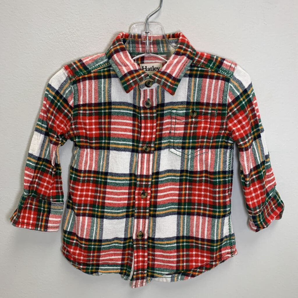 2: Festive Plaid Flannel Button Down Shirt