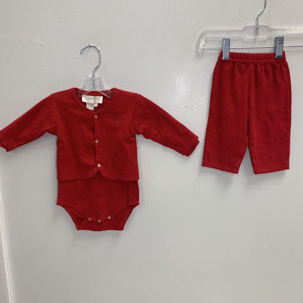 3M: Bodysuit + Cardigan + Pants - Christmas Wreath