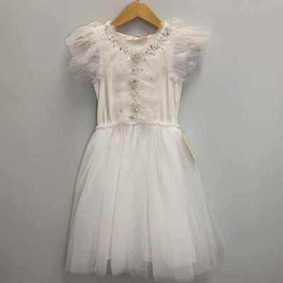 4-5: Flutter Sleeve Beaded Bodice Tutu Dress with Long Tulle Skirt (Style TDM0497) NWT