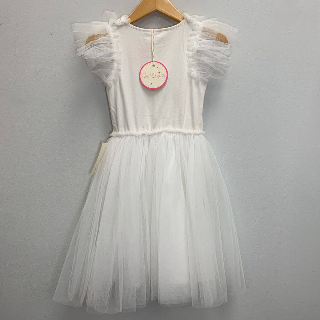 4-5: Flutter Sleeve Beaded Bodice Tutu Dress with Long Tulle Skirt (Style TDM0497) NWT