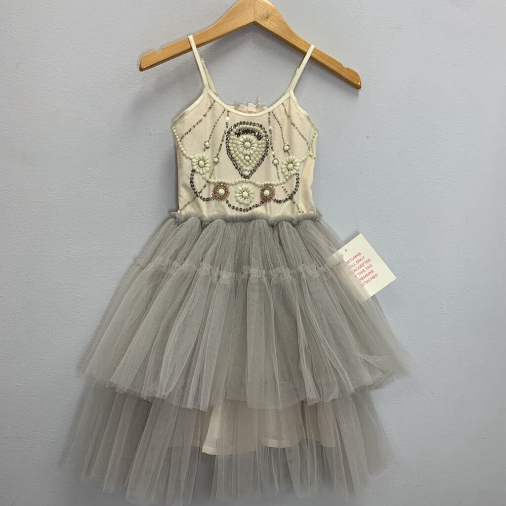 4-5: Beaded Bodice Tutu Dress with Tiered Tulle Skirt (Style TDM0308) NWT