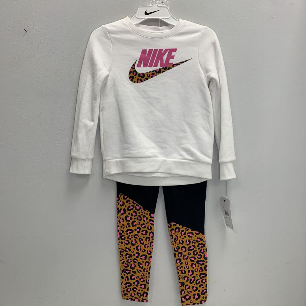 6X: Leopard Logo Crewneck + Leggings Set NWT