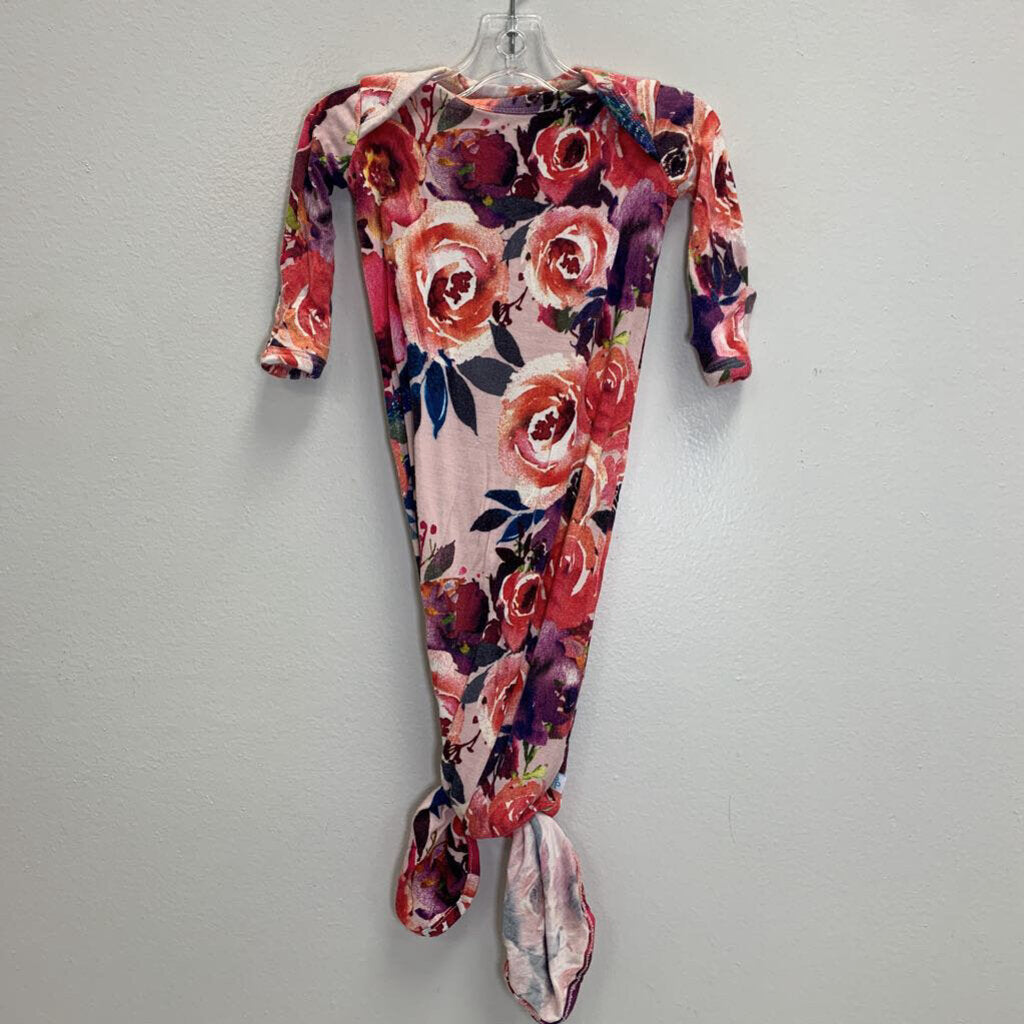 0-3M: Knotted Gown - Dusk Rose