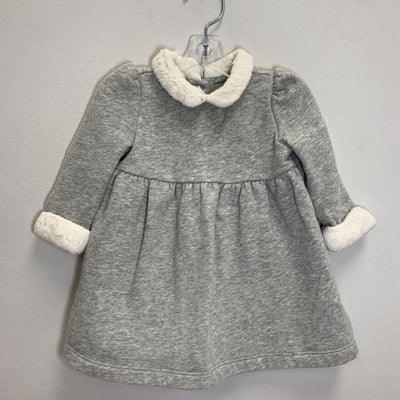 3-6M: Cotton Dress w/ Faux Fur Trim