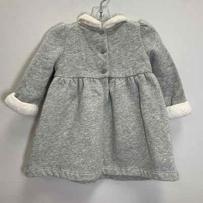 3-6M: Cotton Dress w/ Faux Fur Trim
