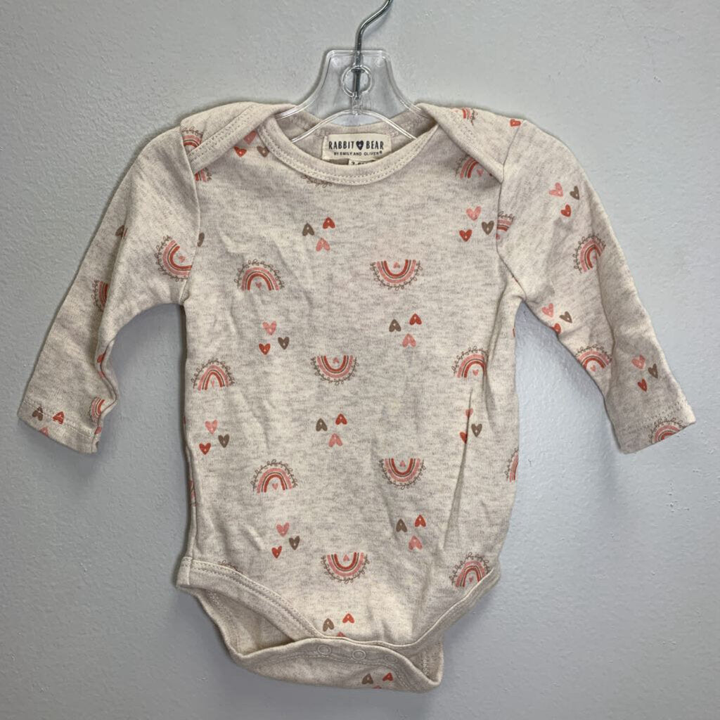 3-6M: Bodysuit - Rainbow Hearts