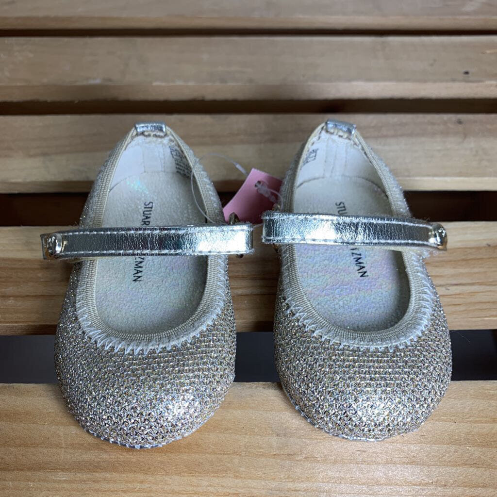 1: "My First Weitzmans" Gold Glitter Ballet Flats