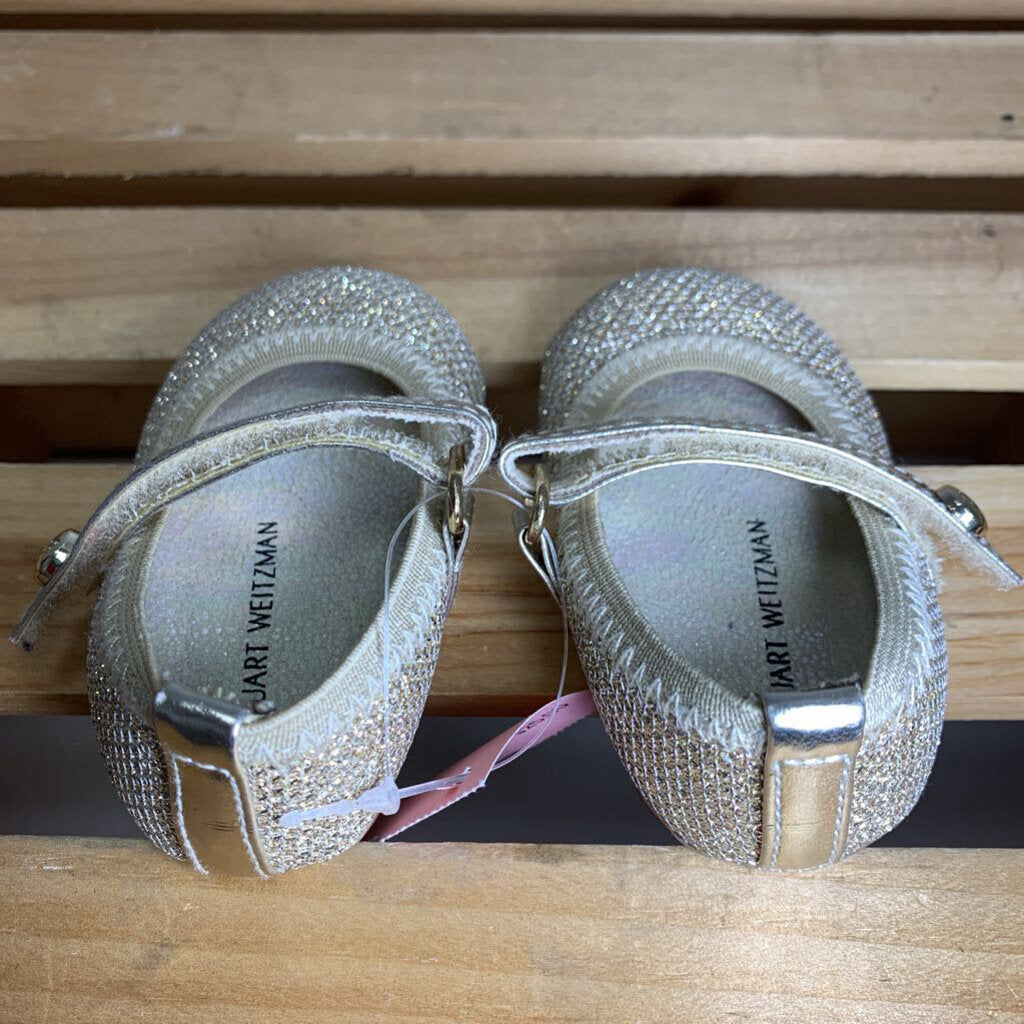 1: "My First Weitzmans" Gold Glitter Ballet Flats