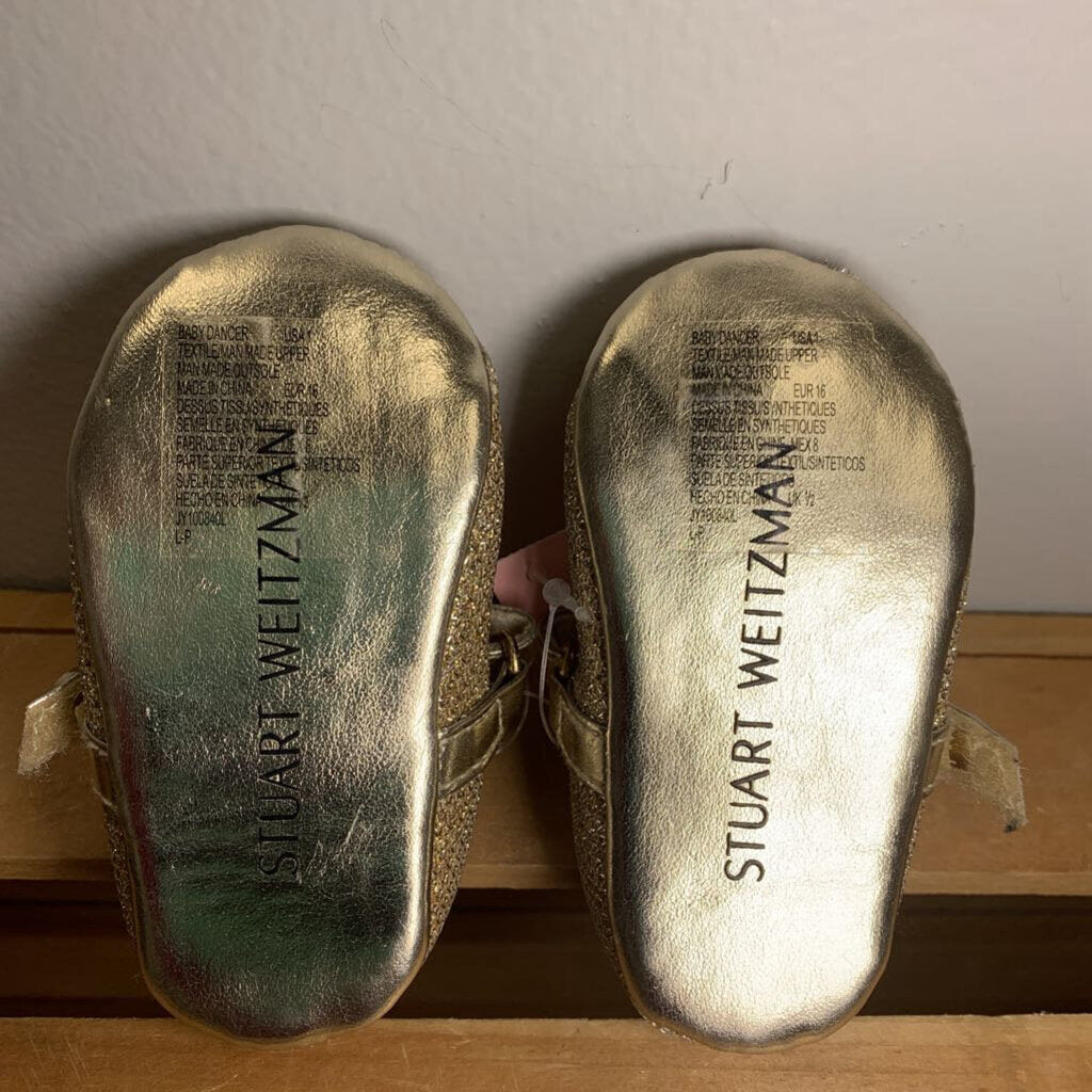 1: "My First Weitzmans" Gold Glitter Ballet Flats