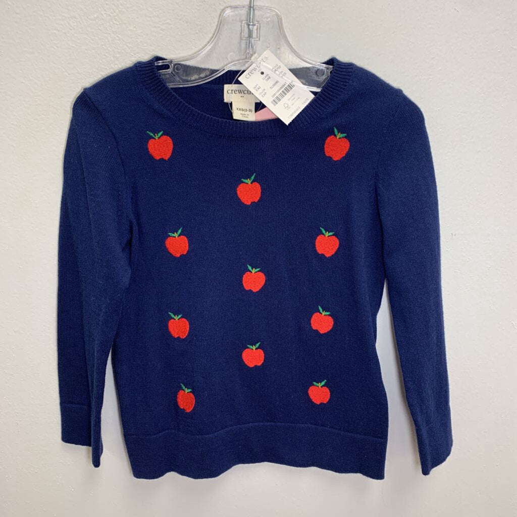2-3: Crewneck Knit Sweater - Embroidered Apples NWT