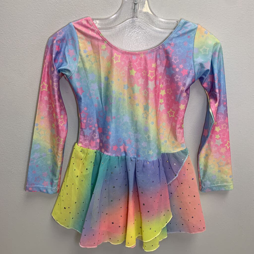 10: Long Sleeve Ballet Leotard - Rainbow Stars