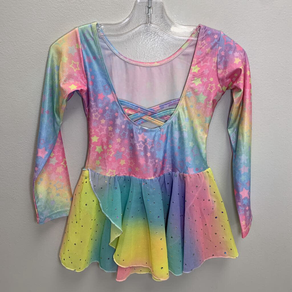 10: Long Sleeve Ballet Leotard - Rainbow Stars