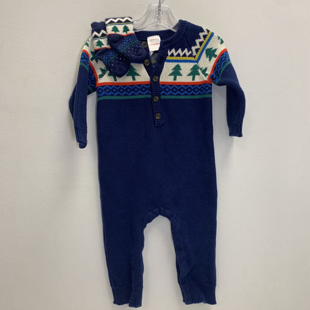 2T: Fair Isle Sweater Romper + Matching Socks - Winter Solstice
