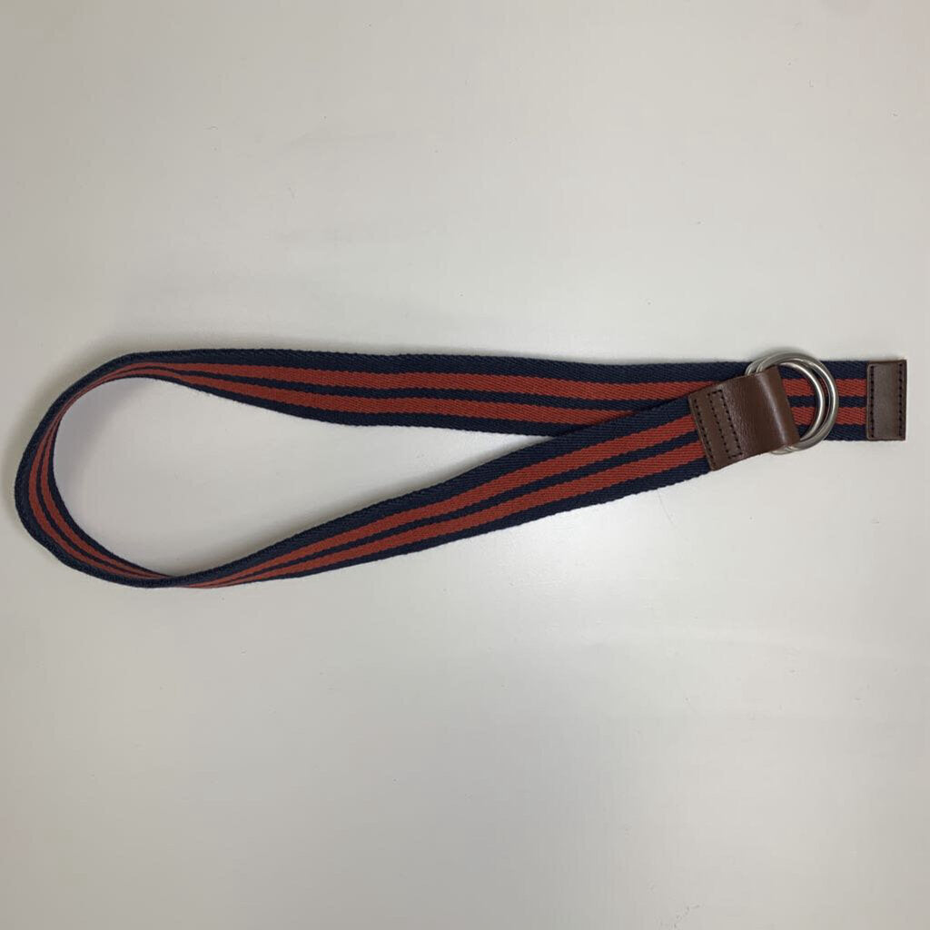 S/M: Striped D Ring Boys Belt w/ Leather Ends